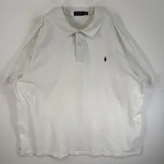 古着 ポロ・ラルフローレン POLO RALPH LAUREN 鹿の子 半袖 ポロシャツ ロゴ 刺繍 大きいサイズ 2ボタン 3XB  ホワイト 無地 メンズ