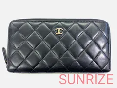 CHANEL シャネル ラムスキン マトラッセ ラウンドジップウォレット シルバー金具【N657】