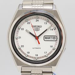 デッドストック級 稼働 美品 セイコー 5 7S26-8760 AT/自動巻 白文字盤 デイデイト メンズ腕時計 0528000 4ERT KMR ABC 15861