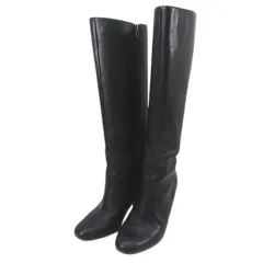 アンタイトル UNTITLED ロングブーツ バックライン 23.5㎝ ブラック 黒系 レザー