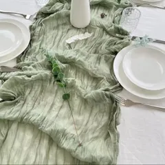 テーブルセンタークロス テーブルランナー テーブルクロス チュール ウェディング 結婚式 ウェルカムスペース パーティー テーブル装飾 おしゃれ ダイニングテーブル　帯 二次会装飾 淡い色  グリーン