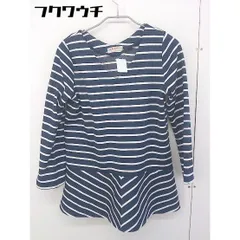 ◇ BEAMS HEART ビームス ハート ボーダー Vネック 長袖 カットソー サイズF ネイビー ホワイト レディース  【中古】 【1201060003416】