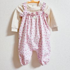 いちごぴんくのかわいいベビーカバーオール　(オーダー)