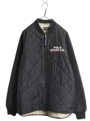 【お得なクーポン配布中!】 ラルフローレン 中綿 キルティング ナイロン ジャケット メンズ XL 程 古着 ポロ ブルゾン フルジップ ブラック 大きいサイズ ワンポイント