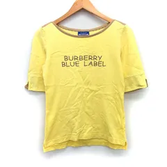 バーバリーブルーレーベル BURBERRY BLUE LABEL 国内正規品 Tシャツ カットソー ロゴ プリント ライン 切替リブ 袖スリット 五分袖 丸首 コットン 綿 38 ダンディライアン 黄 /HT1のサムネイル