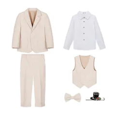 ☆ ベージュ ☆ 100cm ☆ キッズ フォーマルスーツ 6点セットpk23710 キッズ フォーマルスーツ 男の子 6点セット 子供スーツ 子どもスーツ スーツ フォーマル 男子 6点 セット 無地 シンプル