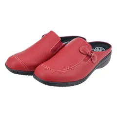 Pansy パンジー 9133 レッド レディース リボン付きクロッグサンダル 防寒サボサンダル 外履き つっかけ