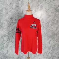 美品<!-利用不可文字-!>ルコックスポルティフ　le cop sportif　Tシャツ タートルネック　カットソー　赤　【LL】　ワッペン　ボブスレー