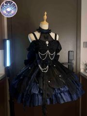 星【新品未使用】白鳥湖  Lolita  ブラック 蝶結ドレス JSK ジャンパースカート ゴスロリ お姫様ドレス 量産型 推し活 パーティー撮影会 イベント特別コーデ