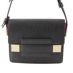 【デルヴォー】Delvaux　マダム ミニ レザー ショルダーバッグ ブラック×ワインレッド 【中古】【鑑定済・正規品保証】195029
