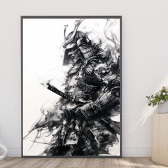 水墨画 武士の絵額縁付き 水墨画 武士の絵額縁付き
