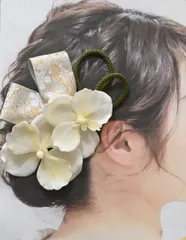 和装　髪飾り　胡蝶蘭　ヘッドパーツ　結婚式　成人式　卒業式　白無垢　色打掛　振袖