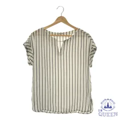 【訳アリ】 OPAQUE.CLIP オペークドットクリップ トップス カットソー キレイめ おしゃれ ノースリーブ レディース 縦縞 M 901-12565 送料無料 古着