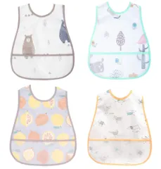 【数量限定】4枚 名前入 軽量 洗いやすいと乾きやすい 汚いにくい 離乳食 保育園 子供 スタイ ベビー 食事用エプロン [MOMSMENU]