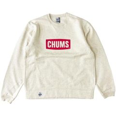 人気商品】H/Natural×Red_L [チャムス] トレーナー Logo Crew Top