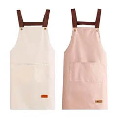 H型 おしゃれ エプロン カフェエプロン エプロン カフェエプロン エプロン 作業用エプロン メンズ ポケット付き レディース 首掛けタイプ 汚れにくい 2個セット シワ防止 防水エプロン 男女兼用 [Frenflu]