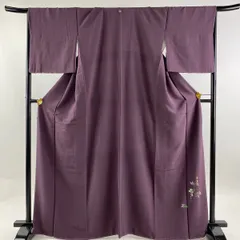 SK-020 色無地 広衿 袷 一つ紋 共八掛 袖裾仕付け糸 紫 トールサイズ-