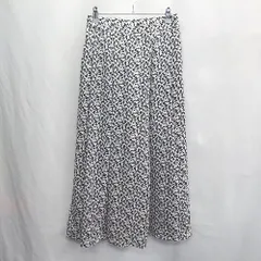 ◇ ⊂ ◎ ●美品● CHARM BERRY TIC 総柄 ロング丈 フレア スカート サイズM ブラック グレー レディース E  【1502060044752】