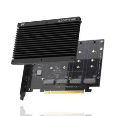 新品 EZDIY-FAB Quad M.2 PCIe 4.0/3.0 X16 拡張カード、ヒートシンク付き PCI-Express X4対応 Intel プラットフォームの RAID-on-CPU (VROC) および AMD プラットフォームの PCIe