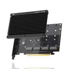 新品 EZDIY-FAB Quad M.2 PCIe 4.0/3.0 X16 拡張カード、ヒートシンク付き PCI-Express X4対応 Intel プラットフォームの RAID-on-CPU (VROC) および AMD プラットフォームの PCIe