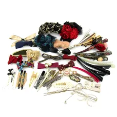 バレッタ・ヘアクリップ・ヘアピン 45点セット 未使用有 リボンなど ヘアアクセサリー まとめて 大量 レディース 【中古】
