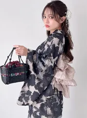 [新品tu1086 ]3点セット2Wayオーガンジー花柄セパレート浴衣