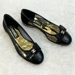 CHANEL シャネル リボンオープントゥパンプス39 ブラック - メルカリ