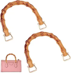 WADORN 2本バッグ 持ち手 D型 ハンド 樹脂 竹形 バッグハンドル リング 交換用 U型 財布ハンドル DIYハンドバッグ 内径10.7cm