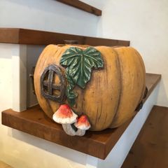 パンプキンハウスOR　ハロウィン　かぼちゃの植木鉢　キノコ　グラスファイバー植木鉢　寄せ植え　ギャザリングに♪