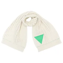 【美品】BOTTEGA VENETA ボッテガヴェネタ マフラー ストール アイボリー 白 ニット ケーブル 編み トライアングル 三角 ロゴ レザーパッチ OPEN CABLE WOOL SCARFのサムネイル