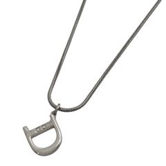【在庫一掃】 クリスチャンディオール Christian Dior Dロゴ ネックレス スネークチェーン ネックレス シルバーメッキ シルバー レディース 【中古】