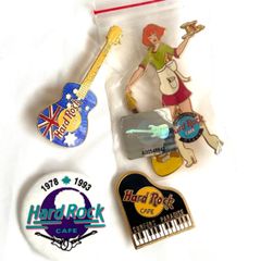 Hard Rock CAFE ピンズ ギター ウェイトレス ピアノ バッチ ピンバッジ 4点