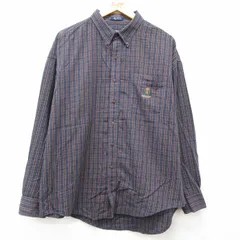 XL/古着 ラルフローレン チャップス 長袖 ブランド シャツ メンズ 90s ワンポイントロゴ 大きいサイズ コットン ボタンダウン 紺他 ネイビ