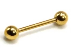 ボディピアス ストレートバーベル バーベル(ゴールド)(16G)(内径12mm・ボール4mm)