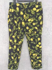 ◇ zara basic ザラ ベーシック 総柄 スラックス パンツ EUR S ブラック イエロー グリーン *  【1002797560483】