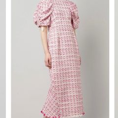新品 タグ付 未使用 Styling/ スタイリング シャーリングスリーブツイードドレス ワンピース ドレス パフスリーブ ツイード フリンジ お呼ばれ パープル ピンク ホワイト 白 サイズ1 レディース 春 ゴーゴー古着マルイ北千住店 23 No.262