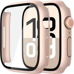 ULOE 対応 Apple Watch Series 11 (2025) Series 10 42mm用 ケース 対応アップルウォッチ 11/10 42mm 保護カバー ガラスフィルム 一体型 PC素材全面保護(ローズゴールド)