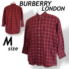 BURBERRY LONDON バーバリーロンドン メンズ長袖シャツ M ￥ボタンダウン 綿 刺繍ロゴ BBW 43-714-18 チェック柄 レッド系 (D034)★