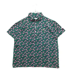 中古 メンズ ジャックバニー Jack Bunny!! 半袖ポロシャツ 6(LL) 紺×緑×ピンク 花柄 6(LL) 大きい 中古