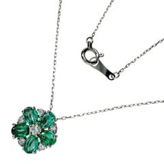 エメラルド 0.74ct ダイヤモンド 0.15ct ネックレス Pt900プラチナ/Pt850プラチナ 2.1g 40cm レディース 【中古】【真子質店】【NN】