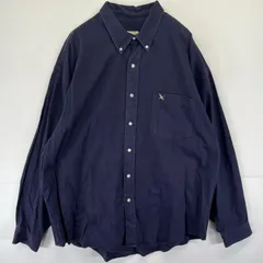 古着 エディー・バウアー Eddie Bauer 長袖シャツ ボタンダウン 胸ポケット 大きいサイズ ワンポイントロゴ XXL  ネイビー メンズ