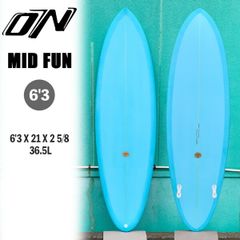 オオノシェイプ ONO SURFBOARDS MID FUN PU 6’3 x 21 x 2 5/8 36.5L SKY TINT TWIN FIN FCS2 BOX サーフィン サーフボード オルタナ系