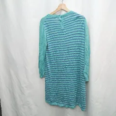 ◇ ⊂ コンジェ ペイエ ボーダー柄 長袖 ひざ丈 ニットワンピース サイズ表記なし グリーン系 レディース E  【1505220001084】