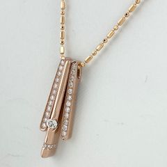 メレダイヤ デザインネックレス K18 ピンクゴールド ペンダント ネックレス PG ダイヤモンド レディース 【中古】