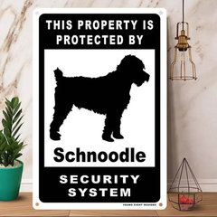 雑貨【Schnoodle/シュヌードル】  Dog ドッグ  犬    メタルポスタ―　Security  セキュリティー 警告  ヤードサイン メタルプレート  ブリキ看板  -185