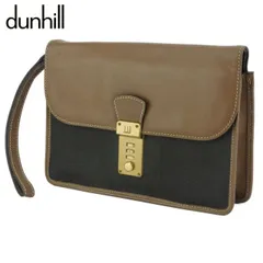 ダンヒル クラッチバッグ セカンドバッグ レディース メンズ ヘリンボーン ブラウン ブラック ゴールド PVC×レザー dunhill  T16832 