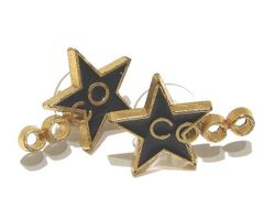 CHANEL シャネル ピアス COCO スターモチーフ ☆ ブラック × ゴールド レディース 01P ココ アクセサリー ▼7D
