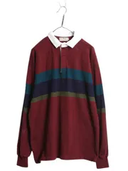 【お得なクーポン配布中!】 80s USA製 エルエルビーン ボーダー 長袖 ラガーシャツ メンズ L / 古着 ヴィンテージ ラグビー ヘビーウェイト マルチカラー ポロシャツ