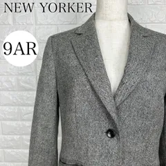 ☆☆値下げ交渉OK☆ NEW YORKER ニューヨーカー 9AR グレー ジャケット ウール100% 上品 秋冬 スタイル 2ボタン 【A2232-00】