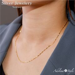 【色：シルバー】[Adelina Style] ネックレス チェーン 細め レディース メロンシードチェーン45cm 幅1.0mm シルバー925 純銀 プレゼント